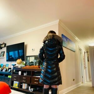 Moncler fulmarus Shiny Black Puffer Coat